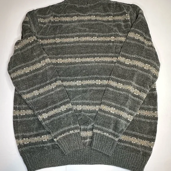 Vintage Dockers Sweater Mens Large Gray Striped Knit Pullover Crewneck 90s Soft - Picture 3 of 6